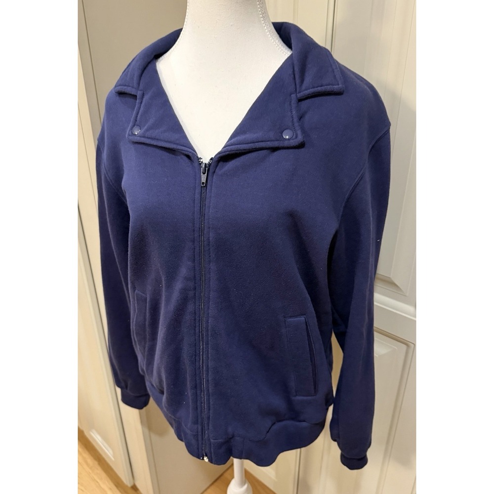Blair Womens Navy Moto Zip Jacket Soft Fleece Casual‎ Athleisure Biker Size M
